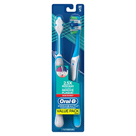 Oral-B Pro Health Sugar Defense Manual Toothbrush, Soft, 2 Count