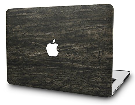 KEC MacBook Pro 13" Case (2017 & 2016 Touch Bar) Leather Case Cover Folio Italian Pebble Leather A1706 / A1708 (Brown Wood Leather)