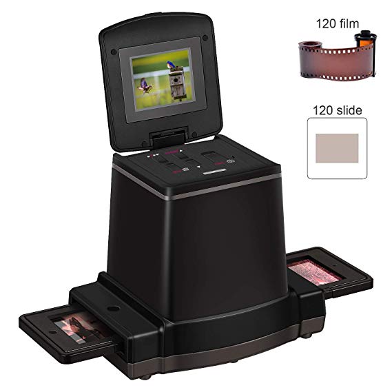 120 Stand Alone Film & Slide Scanner, Converts 6x9/6x8/6x7/6x6 and 6x4.5cm 120 Films/Color Reversal/Negative/B&W Negatives to Digital JPG Photos, 2.4 LCD Screen, Compatible with Mac/PC