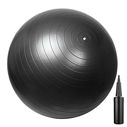 AW Black 29.5"/75cm Yoga Balance Ball w/ Pump Fitness Strength Exercise Ball Balance Trainer