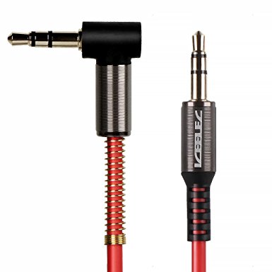ICEELEC 3.5mm Male To Male Right Angle Auxiliary Cable for Phones,Car Stereos and Headphones (Red,4FT)