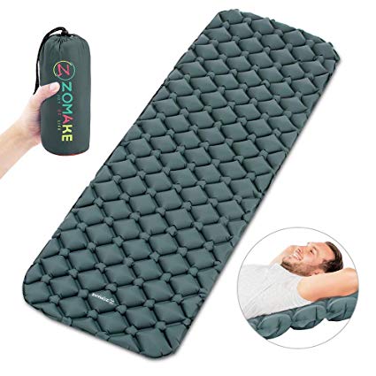 ZOMAKE Camping Sleeping Pad, Inflatable Sleeping Mat for Backpacking Hiking Traveling, Ultralight Weight Sleeping Pads, Self Inflating & Compact, with Carrying Bag and Patch Kit