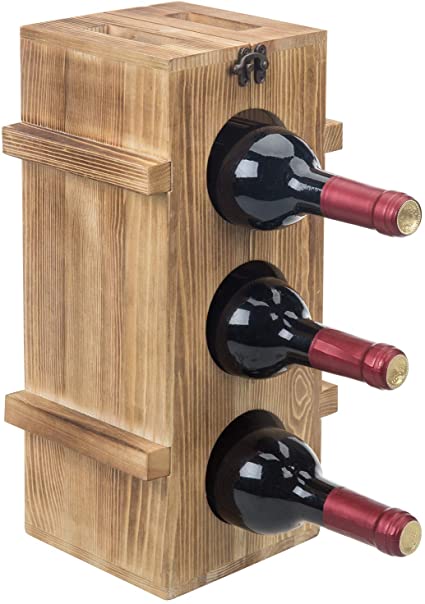 MyGift 6-Bottle Rustic Natural Brown Wood Multi-Usage Wine Rack