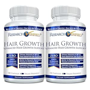 Research Verified Hair Growth Support - with Biotin, DHT Blockers & Vitamins - Hair Growth and Hair Loss Prevention - 360 Capsules - 6 Month Supply