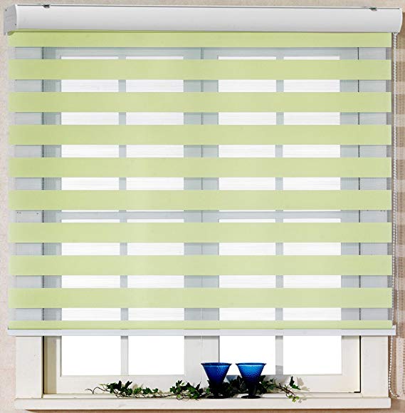 Foiresoft Custom Cut to Size, [Winsharp Basic, Light_Green, W 71 x H 47 inch] Zebra Roller Blinds, Dual Layer Shades, Sheer or Privacy Light Control, Day and Night Window Drapes, 20 to 103 inch Wide