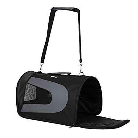 Amzdeal Pet Carrier, Breathable Cat Carrier, Portable Small Dog Puppy Carrier, Strong Oxford Fabric Bag For Travel Outdoor-Black, 45*26*27cm