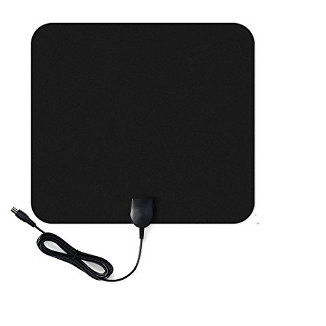 LUJII Digital Indoor TV Antenna, Amplified HDTV Antenna 80 Mile Range with Detachable Amplifier USB Power Supply Signal Booster Upgraded Version Better Reception, 16ft High Performance Coax Cable