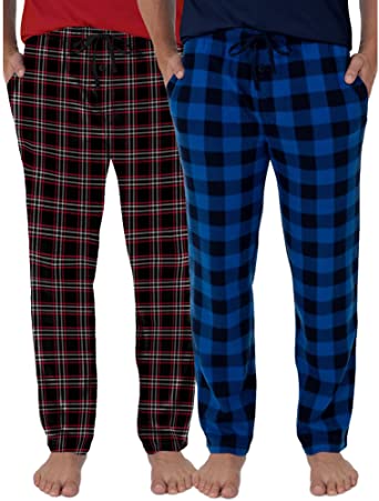 Comfortable Micro Fleece Pajama Pants For Men [Pack of 2] By Fruit of the Loom- 100% Polyester Micro Fleece Sleep Pants Set