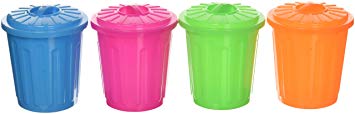 U.S. Toy 3527 Assorted Color Garbage Can Holder Containers (12), Multicolored