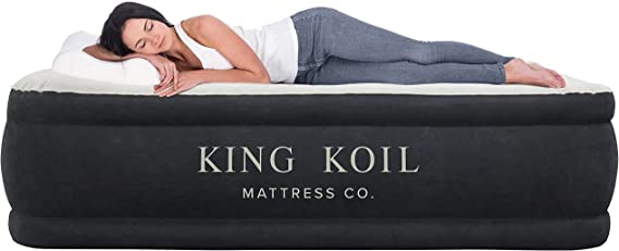 King Koil Luxury Raised Airbed with Built-in 120V AC High Capacity Internal Pump Comfort Quilt Top
