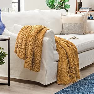 Chanasya Premium Soft Cloud Faux Fur Throw Blanket - Plush, Soft Sherpa & Minky Blanket - 50" x 65” - Golden