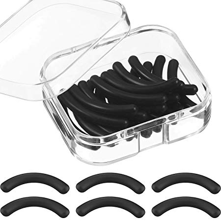 24 Pieces Curler Refills Eyelash Curler Refill Pads Silicone Rubber Black Curler Replacement Refills Pads for Universal Eyelash Curler with a Clear Storage Box (Black)