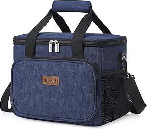 Lifewit Grand Lunch Bag de 24-Canettes (15L), Lunch Box Isotherme, Glacière et Sac Réfrigérant pour Adultes, Hommes, Femmes, Bleu foncé