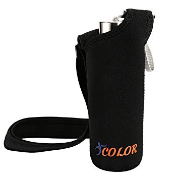 ICOLOR Water Bottle Bag Carrier, 500ml Sling Insulated Neoprene Water Bottle Holder with Adjustable Shoulder strap,Sports Water Bottle Bag Case Pouch Cover,Fits Bottles with Diameter of 2.75 inches or less Black (WBC-006)
