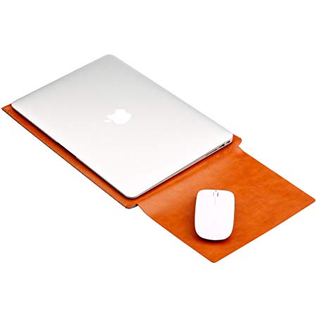 Soyan Leather and Felt Hybrid Laptop Sleeve for MacBook 12 Inches (Brown)