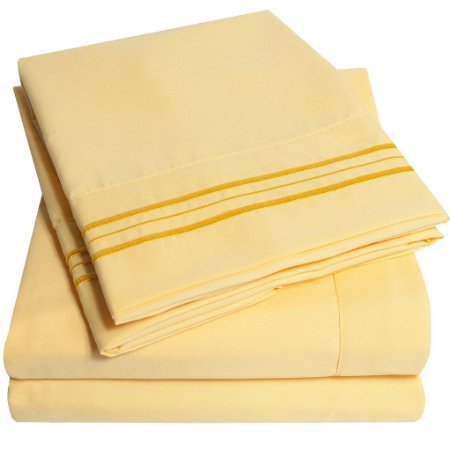 1500 Supreme Collection Bed Sheets - PREMIUM QUALITY BED SHEET SET & LOWEST PRICE, SINCE 2012 - Deep Pocket Wrinkle Free Hypoallergenic Bedding - Over 40  Colors - 4 Piece, Queen, Yellow