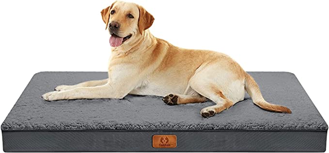 CozyLux Dog Beds for Large Dogs Large Dog Bed for Crate Orthopedic Pet Bed Mat Removable Washable Cover Dark Grey up to 65 lbs