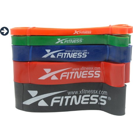 xFitness Pull Up Assist & Resistance Band - Single Band - 5 Levels to Choose From - Best Mobility Training Bands - Perfect for Crossfit, Powerlifting , Chin Ups, Muscle Ups, Ring Dips - Extra Durable Heavy Duty and Top Rated Bands - Lifetime Warranty