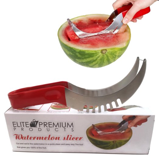 High Quality Watermelon Knife Slicer and Corer Kitchen Tool with a Comfortable Silicone Handle as Seen on TV This Kitchen Gadget Has a Ebook 25 Tantalizing Watermelon Recipes By Elite Premium Products