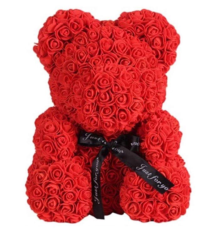 Webby Artificial Red Rose Teddy Bear Valentine's Day Gift Toy, Size 23CM