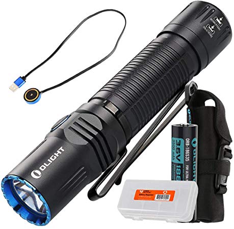 OLIGHT M2R Warrior 1500 Lumen Magnetic USB Rechargeable LED Compact Tactical Flashlight (Cool White or Neutral White) with Lumen Tactical Battery Organizer