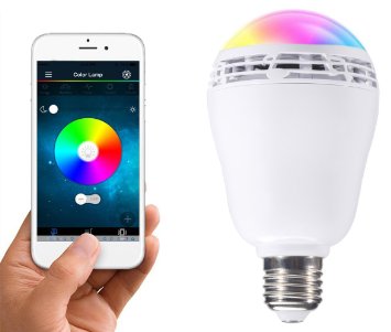 Demetory Universal LED bluetooth speaker bulb - Dimmable Multicolored Color Changing LED Lights - Smart RGB LED Light Bulbs with Speaker for Home, Office, Parties, Dinners