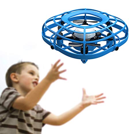UDIRC Flying Ball Drone for Kids, Hand Operated Mini Drone Toys for Boys or Girls with Fan Mode (Blue)