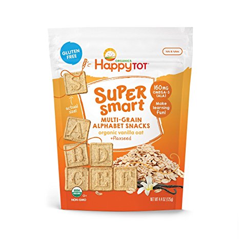 Happy Tot Super Smart Snacks, Organic Toddler Snack, Vanilla Oat   Flaxseed, 4.4 Ounce Bag