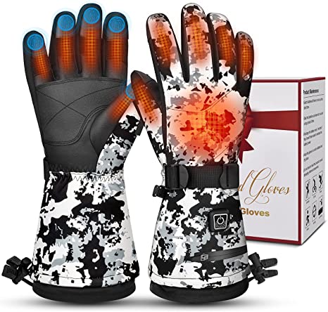 MADETEC Heated Gloves for Men Women, Winter Gloves Upgraded Rechargeable Battery, Waterproof & Double Windproof Electric Heated Gloves, Heated Camo Gloves for Ski Hunting Motorcycle Riding