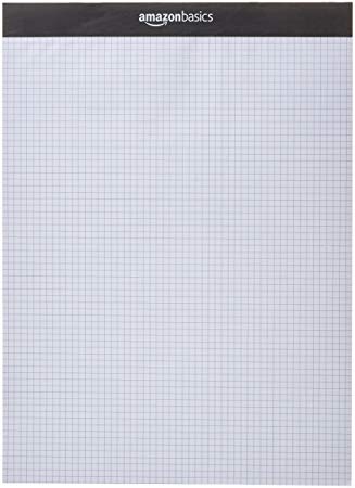 AmazonBasics Quad-Ruled Paper Pad - Pack of 2, 8.5 Inch x 11.75 Inch