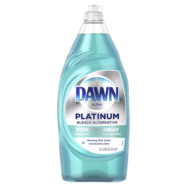 Dawn Platinum, Bleach Alternative, Dishwashing Liquid Dish Soap, Morning Mist, 34 fl oz