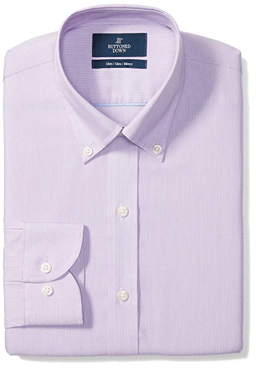 Amazon Brand - BUTTONED DOWN Men's Slim Fit Plaid Dress Shirt, Supima Cotton Non-Iron