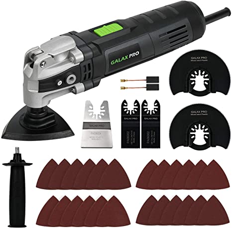 Oscillating Saw, GALAX PRO 3.5A 6 Variable Speed Oscillating Multi Function Power Tool Kit with Quick Clamp System Change and 30pcs Accessories, Oscillating Angle:4° for Cutting, Sanding, Grinding