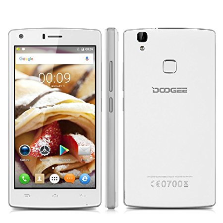 Doogee X5 Max Pro Unlocked 4G Smartphone, 5.0" Screen Android 6.0 1.3GHz MT6737 2GB RAM   16GB ROM 5.0MP Camera Dual Sim Mobile Phone with Fingerprint Scanner WIFI GPS SIM-Free 2G/3G/4G Cellphone Phablet - White [Christmas Thanksgiving Gift]