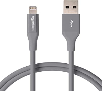 AmazonBasics Lightning to USB A Cable, Advanced Collection, MFi Certified iPhone Charger, Grey, 10 Foot