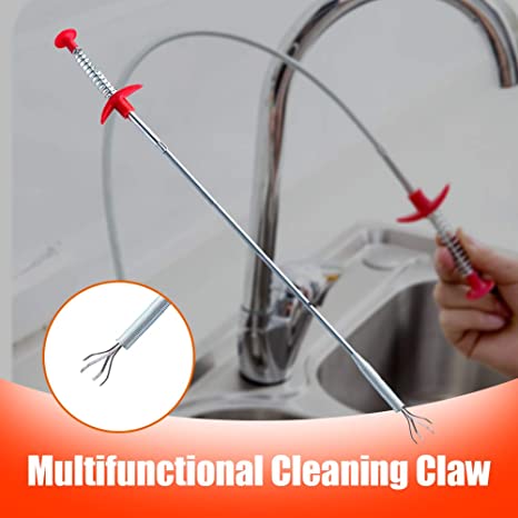 Multifunctional Cleaning Claw Sewer Dredging Tools Sink Drain Clog Remover Cleaning Tool for Kitchen Bathroom 23.6 inch