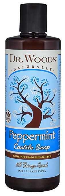 Dr. Woods Pure Castile Peppermint Liquid Soap with Organic Shea Butter, 16 Ounce