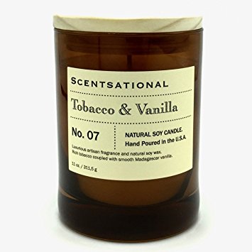 Scentsational Tobacco Vanilla Scented Natural Soy Candle Hand Poured in the USA