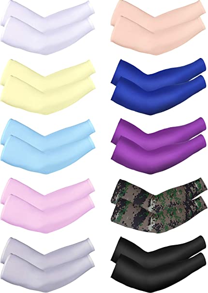 Mudder Unisex UV Protection Arm Sleeves Cooling Arm Sleeves Ice Silk Arm Cover Sleeves for Cycling Jogging Outdoors Wearing