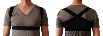 Posture Support Brace Corrector for Upper Shoulders Back Clavicle for Men and Women Black Large Stealth Support
