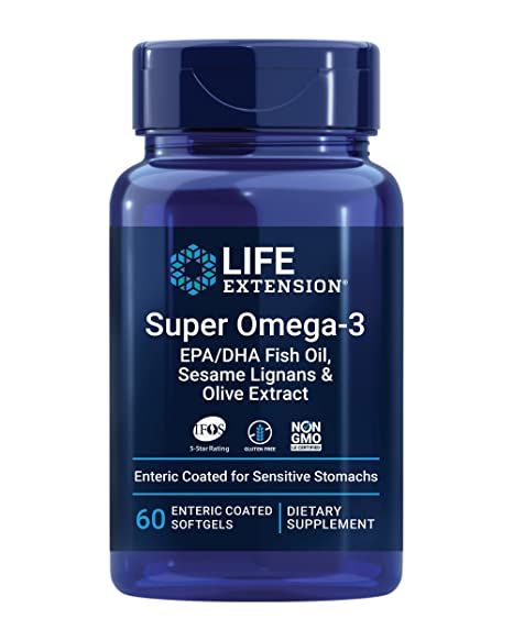 Life Extension Super Omega-3 EPA/DHA with Sesame Lignans & Olive Fruit Extract, 60 Soft Gels