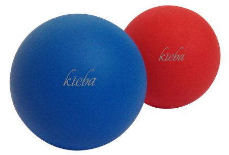 Kieba Massage Lacrosse Balls for Myofascial Release Trigger Point Therapy Muscle Knots and Yoga Therapy Set of 2 Firm Balls Blue and Red