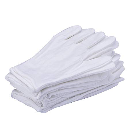 12 Pairs White Lycra Cotton Gloves Work Gloves (Medium)