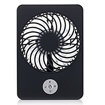 Momoday® Electric Personal Fan Mini Air Conditioner Portable fan Rechargeable Fan 3 Speeds Desktop Summer Cooler Pocket Fan with Rechargeable Battery and USB Cable (Black)