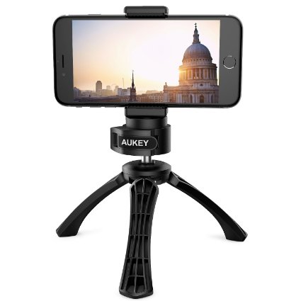 AUKEY iPhone Tripod with Mount, Photo Video Tripod for Digital Camera DSLR with 1/4" Screw, Cellphone Tripod for iPhone, Samsung, Android Smartphones