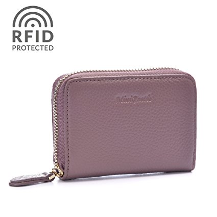 Genuine Leather Multi Card Organizer Small Wallet Purse,Women's RFID Blocking Credit Card Holder