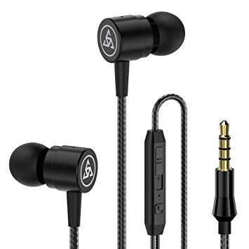 Klacr Professional Original 3.5MM Metal in-Ear Wired Earphones HiFi Stereo Bass Earphone Headphones with Microphone for Phone Computer Headset Black