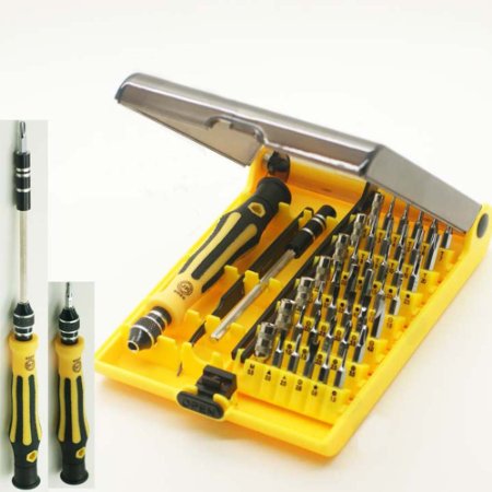 JACKLY 45 in 1 Professional Portable Opening Tool Compact Screwdriver Kit Set with Tweezers and Extension Shaft for Precise Repair or Maintenance JK6089-A