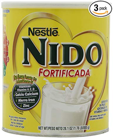 Nestle Nido Instant Dry Whole Milk Powder, Fortificada, 1.76-Pound Cans (Pack of 2)