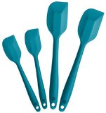 StarPack Premium Silicone Spatula Set of 4 with Hygienic Solid Coating - Bonus 101 Cooking Tips Teal Blue